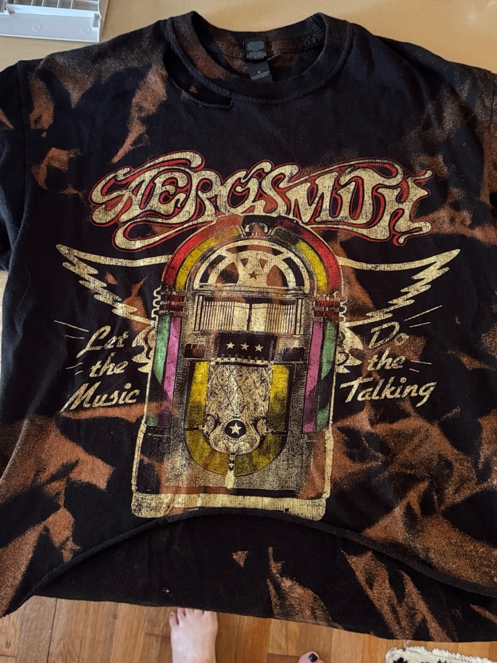 Aerosmith Black Tie-Dye Jukebox Graphic Short Sleeve Tee